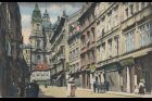 Malá Strana - Ulice k mostu, dnes ulice Mostecká, kostel u sv. Mikuláše, kolem roku 1919