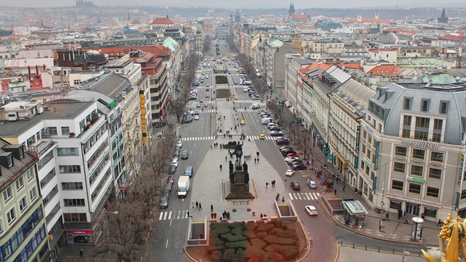 Rekonstrukce historické budovy Národního muzea, pohled na Václavské náměstí