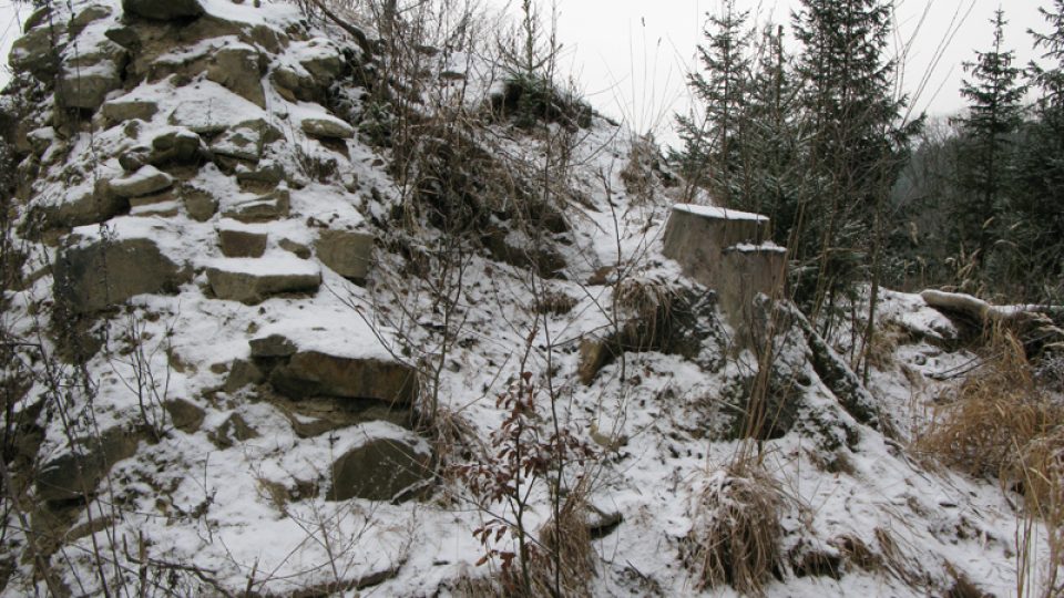 Hrad Kožlí a jeho bezprostřední okolí v prosinci 2008