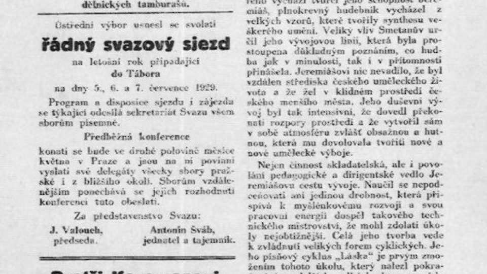 Věstník Tamburaš z roku 1929