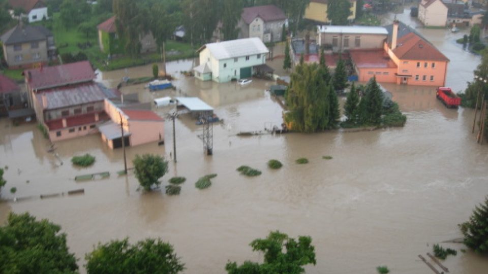 Povodeň v Jeseníku nad Odrou na Novojičínsku