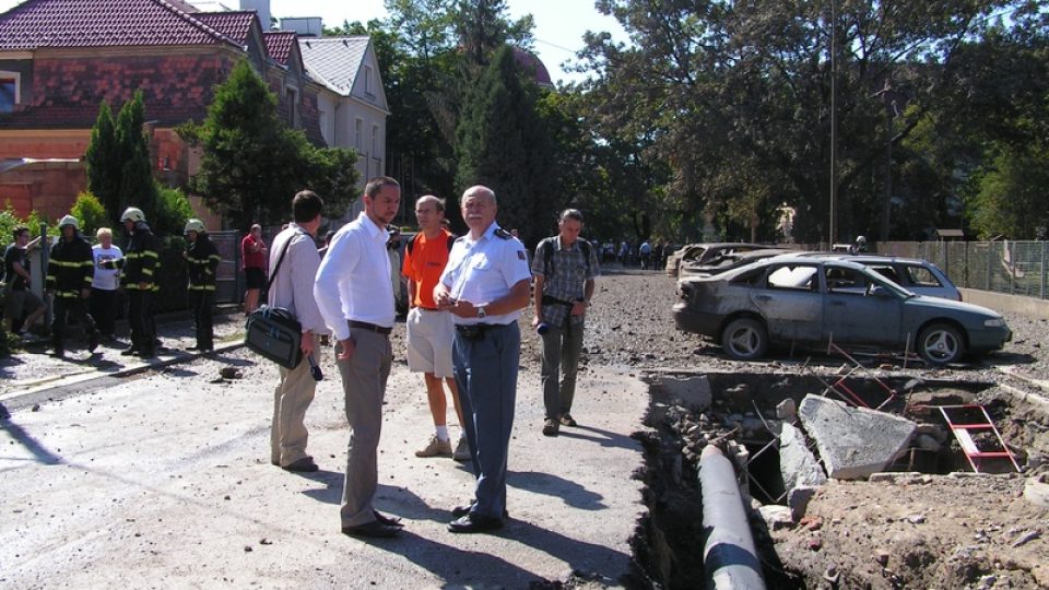 Výbuch parovodu v centru Českých Budějovic