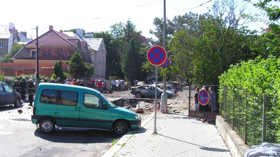 Výbuch parovodu v centru Českých Budějovic