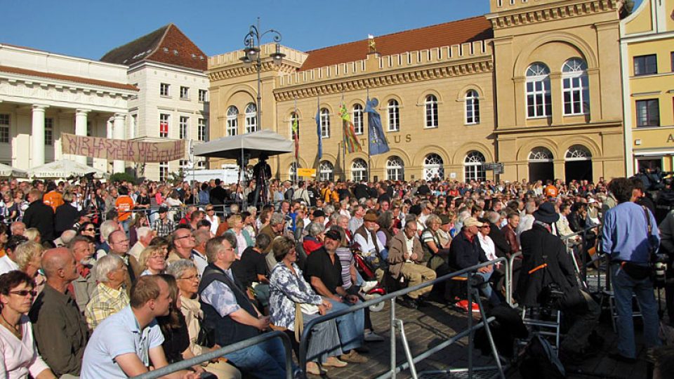 Volební mítink v německém Schwerinu