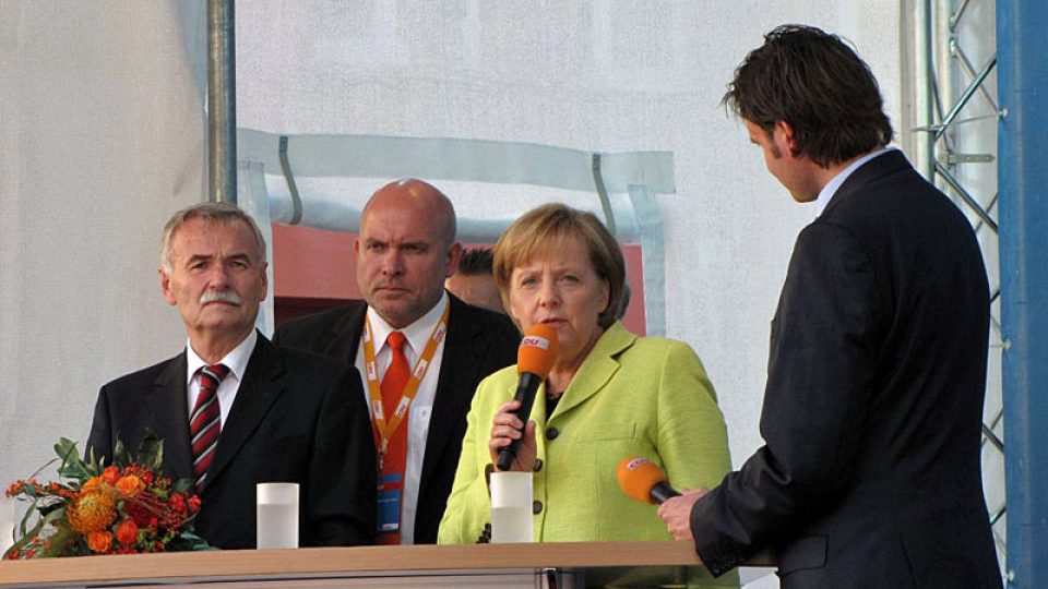 Angela Merkelová na volebním mítinku