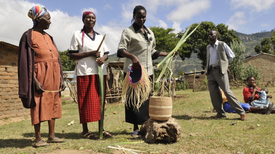 Ženy vyrábějí sisalové koše z listů agáve sisalové. Hotový produkt pak prodávají na trhu a tím si zajišťují obživu.
