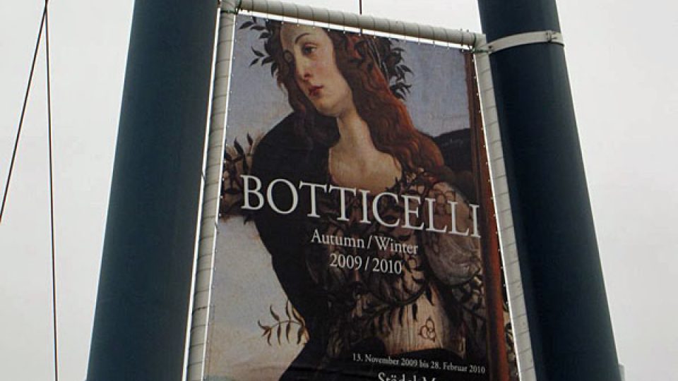 Poutač na výstavu Botticelliho děl
