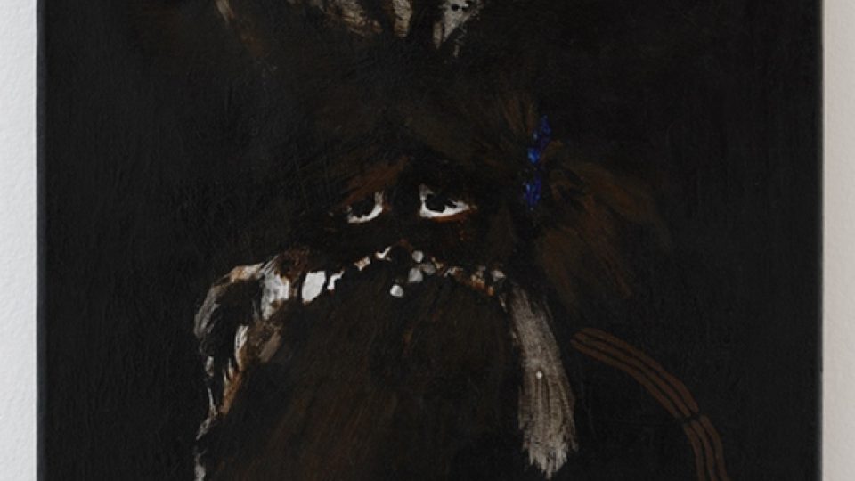 Ioana Nemes: Mask (Alive), 2009; acrylic and oil on canvas; 30 x 30 x 4 cm