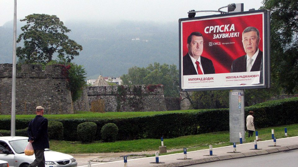 Předvolební billboardy v Banja Luce, hlavním městě Republiky srbské