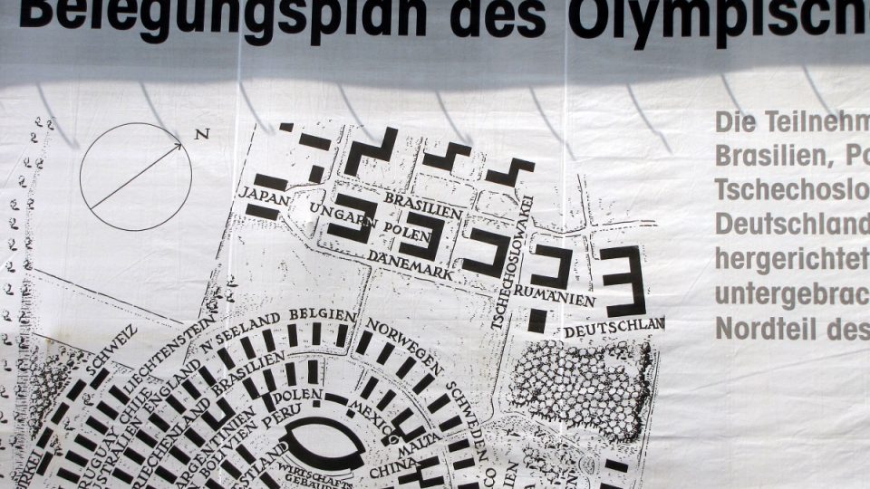 Historický plán areálu olympijské vesnice v Elstalu
