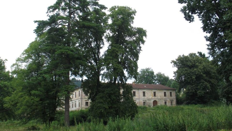 Zámek Biskupice u Jevíčka - zchátralý zámecký park