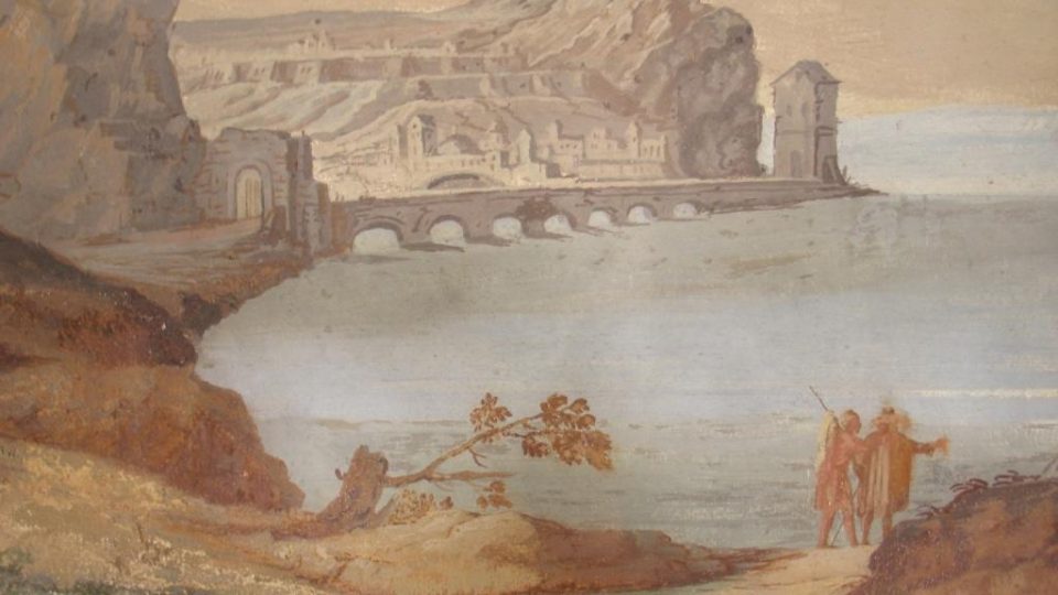 Fara ve Svinčanech - detail fresky Josefa Kramolína