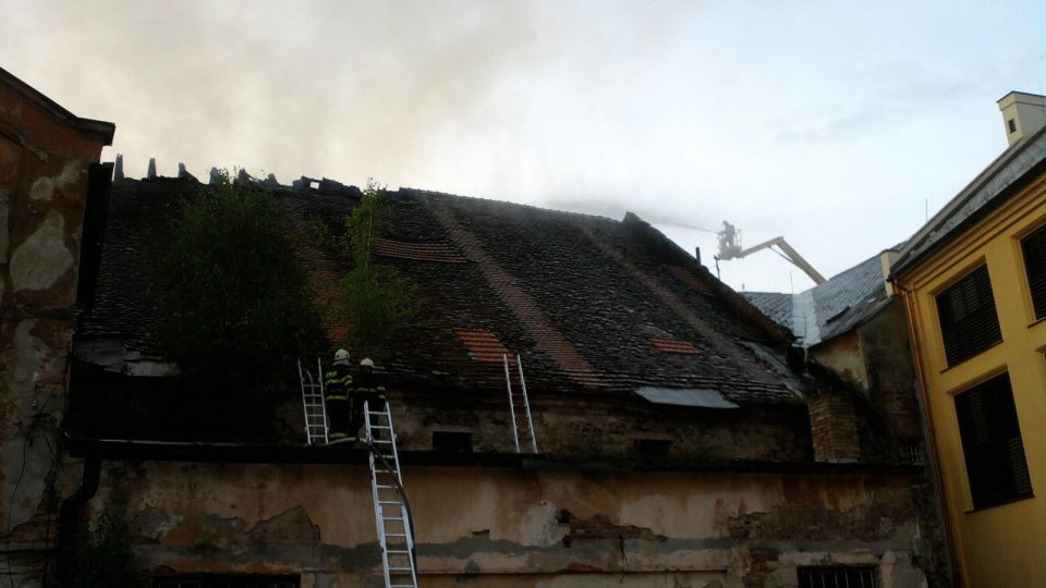 Požár bývalého pivovaru v Jindřichově Hradci 
