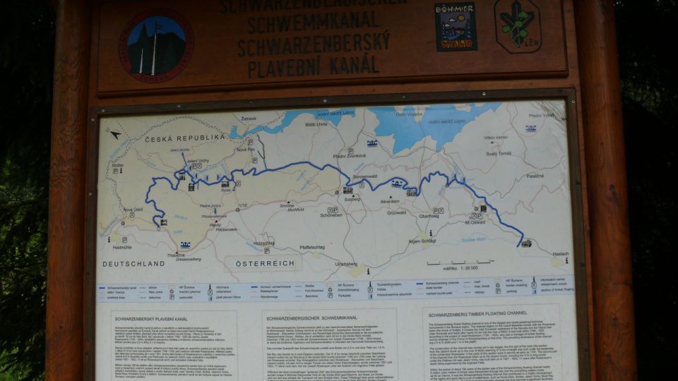 Mapa Schwarzenberského plavebního kanálu