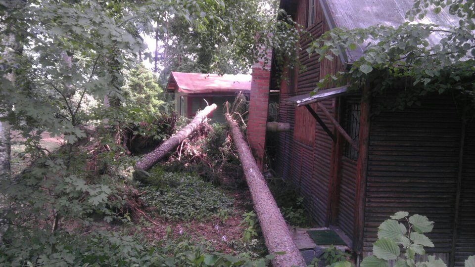 Obyvatelé rekreační oblasti Svinary u Hradce Králové nadále uklízejí škody po bouřce se silným větrem