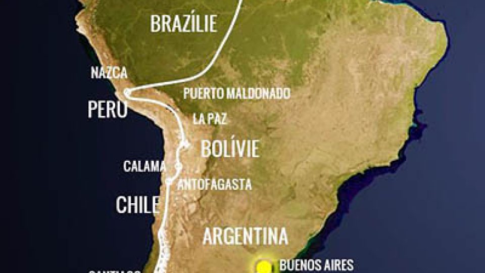 Mapa expedice Trabantem Jižní Amerikou