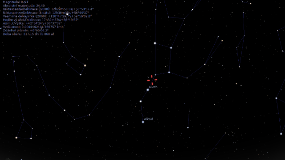 Seouhvězdí Velké medvědice - průlet asteroidu