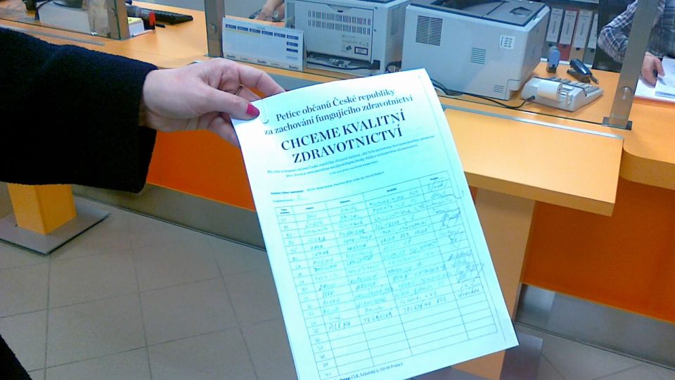 Podepisování petice v třebíčské nemocnici.
