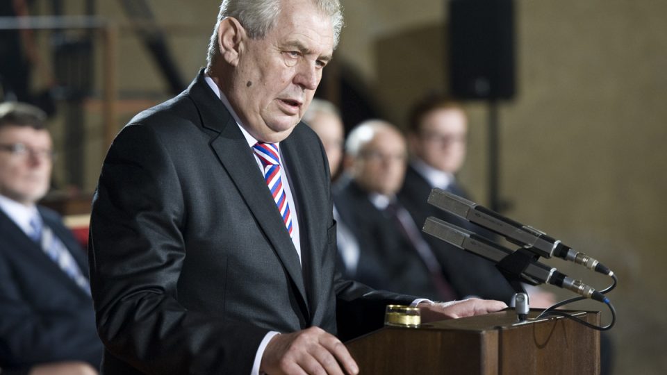 Nový prezident Miloš Zeman při projevu ve Vladislavském sále