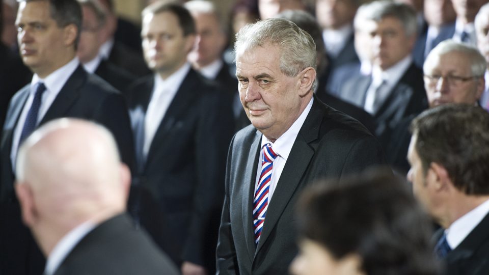 Inaugurace nového prezidenta. Miloš Zeman přichází do Vladislavského sálu
