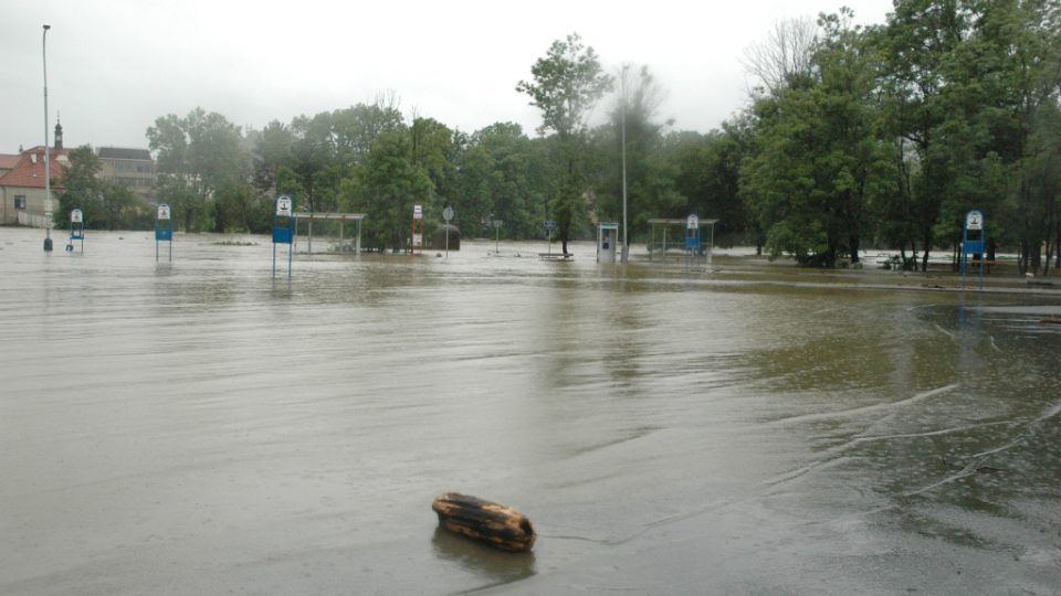 Autobusové nádraží Beroun Závodí. Povodně 3. červen 2013