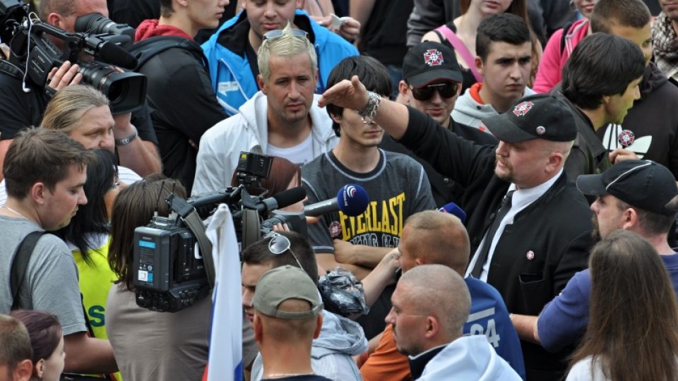 Na náměstí v centru Českých Budějovic protestovali extrémisté.