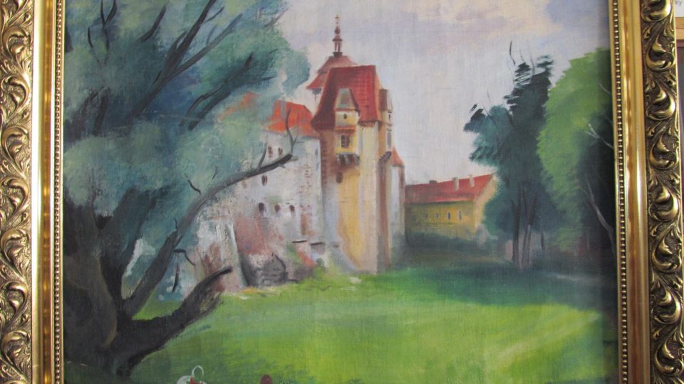Prostřelený obraz krajinkáře Jaromíra Jindry si můžete prohlédnout na Strakonickém hradě
