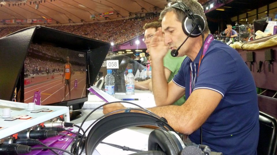 Miroslav Augustin ze sportovní redakce na atletickém stadiónu na olympiádě v Londýně