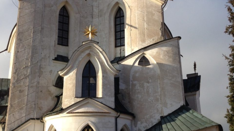 Poutní kostel sv. Jana Nepomuckého na Zelené hoře ve Žďáru nad Sázavou, kde je betlém vystaven