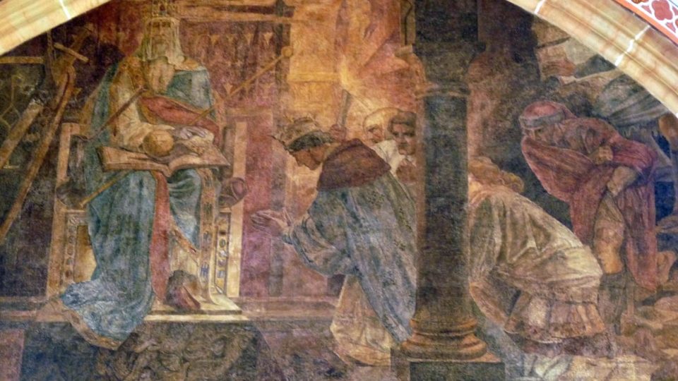 Freska zpodobňující Karla Velikého - Korunovační sál