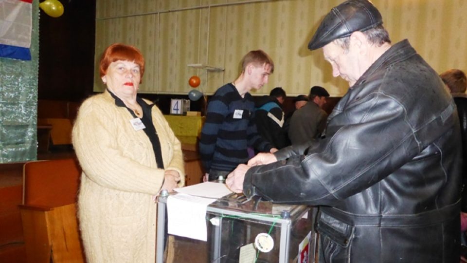Volební místnost v krymském městě Bachčisaraj