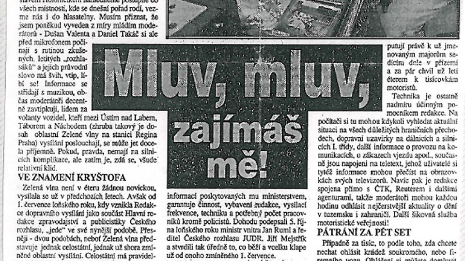 O dopravním zpravodajství informoval i československý deník Práce