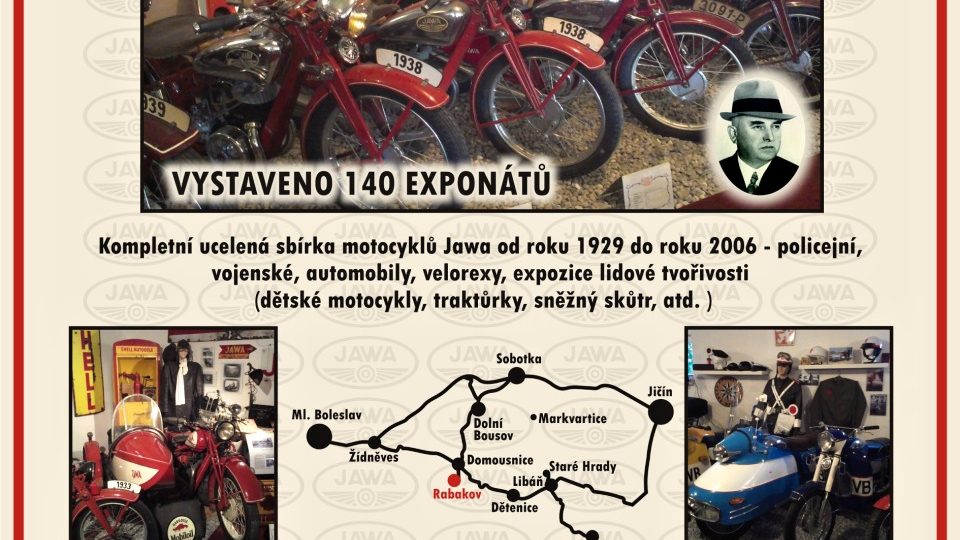 Muzeum motocyklů Jawa v Rabakově - informace