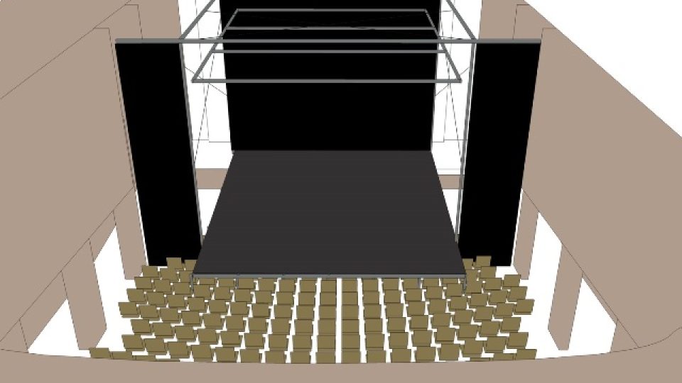 Vizualice návrhu zvětšení jeviště bývalého kina Hraničář v Ústí nad Labem pro potřeby Činoheráku