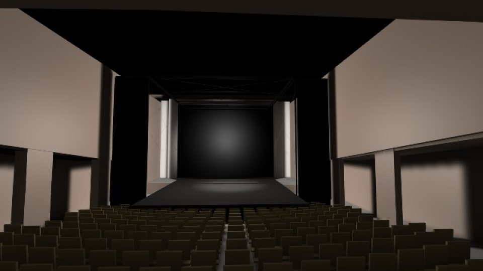 Vizualice návrhu zvětšení jeviště bývalého kina Hraničář v Ústí nad Labem pro potřeby Činoheráku