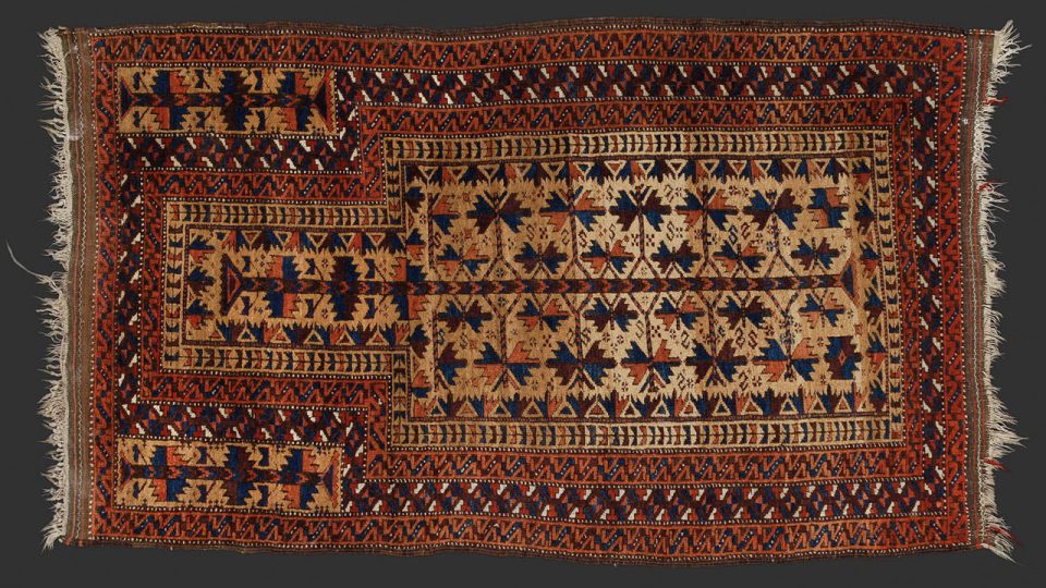 Modlitební koberec Balůč kočovných kmenů s tradičními vzory z Milotic