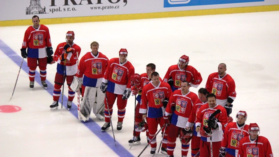Utkání hokejových šampionů v Jihlavě. Pohled na tým mistrů světa