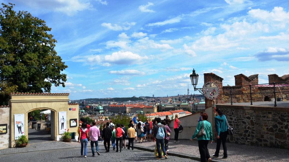 Svatováclavská vinice se rozkládá nad Starými zámeckými schody