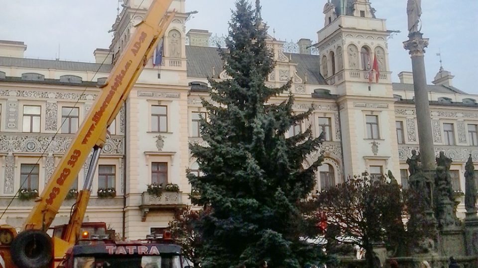 Vánoční strom na Pernštýnském náměstí v Pardubicích