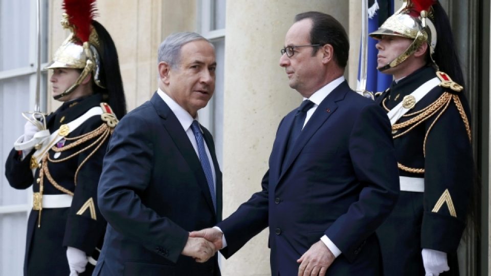 Izraelský premiér Benjamin Netanjahu a francouzský prezident François Hollande