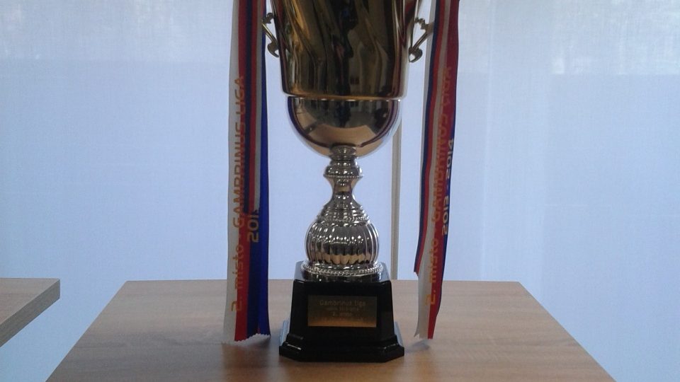 Pohár za druhé místo v Gabrinus (dnešní Synot) lize v sezóně 2013/2014