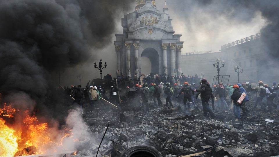 Euromajdan v ukrajinském Kyjevu před rokem