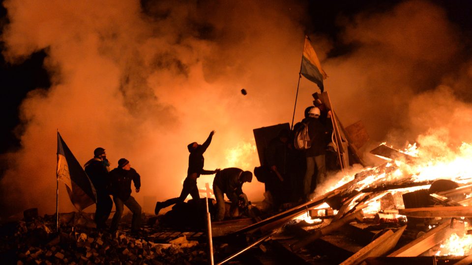 Euromajdan v ukrajinském Kyjevu před rokem