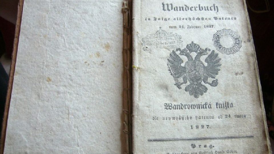 Vandrovnická knížka z roku 1827
