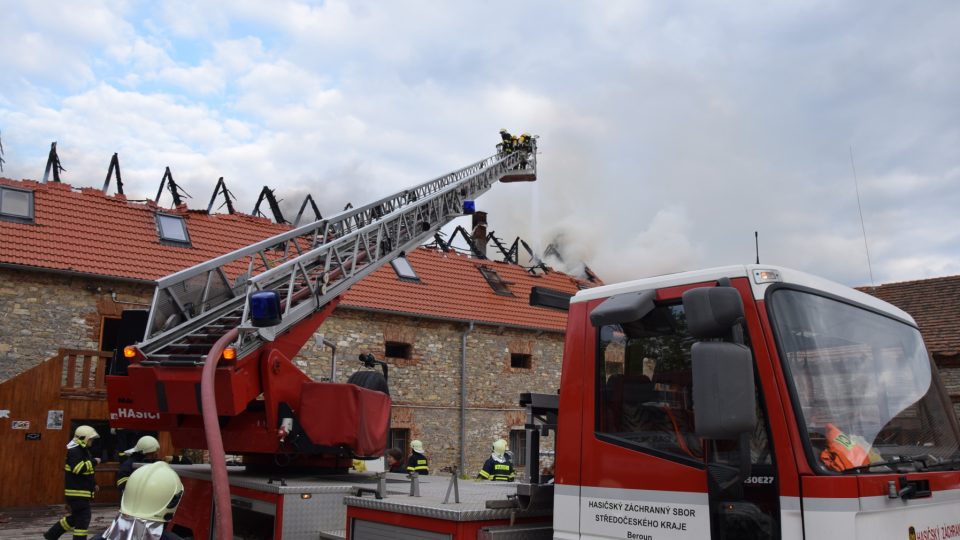 Požár v Málkově na Berounsku 