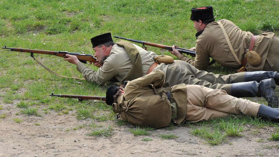 Ukázky bitev o Ostravu poblíž Sýkorova mostu