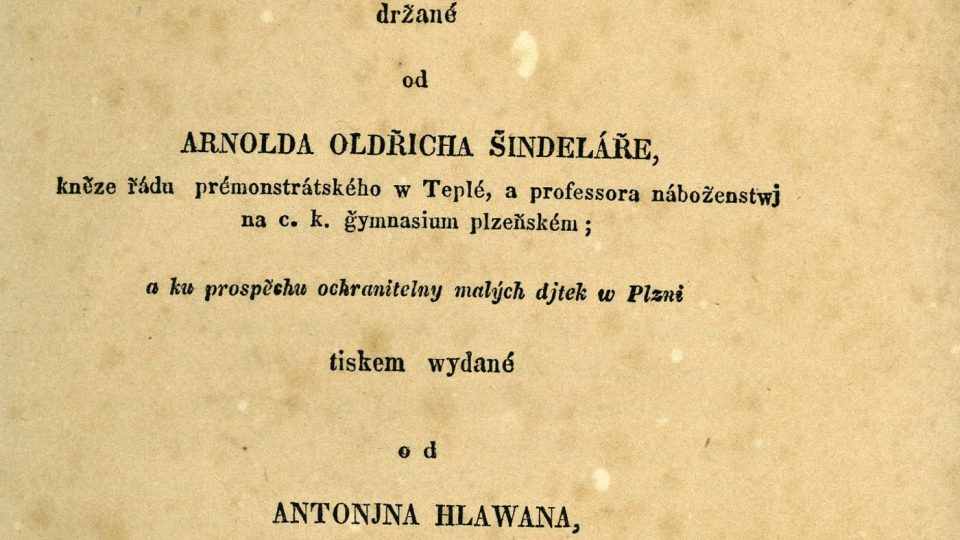 Tištěné kázání na Nový svátek, sepsané Arnoldem Oldřichem Šindelářem roku 1836