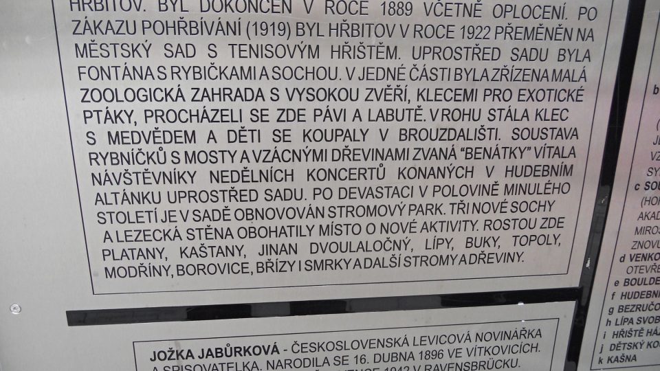 Sad Jožky Jabůrkové je zelenou oázou ostravských Vítkovic.