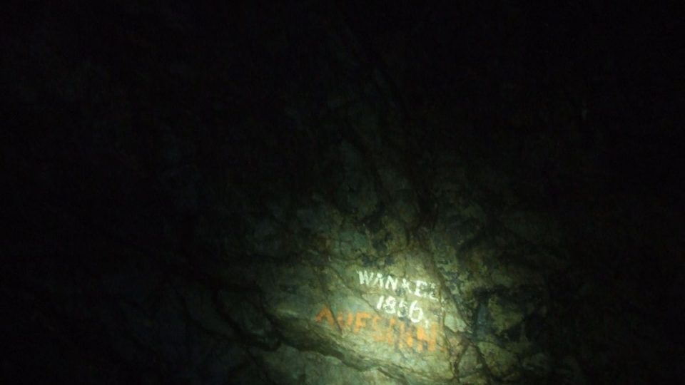 Podpis Jindřicha Wankela, který zkoumal jeskyně v roce 1856.