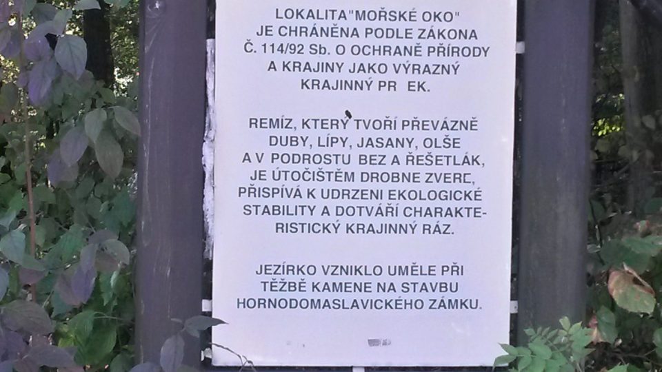 Informační tabule k "Mořskému oku"